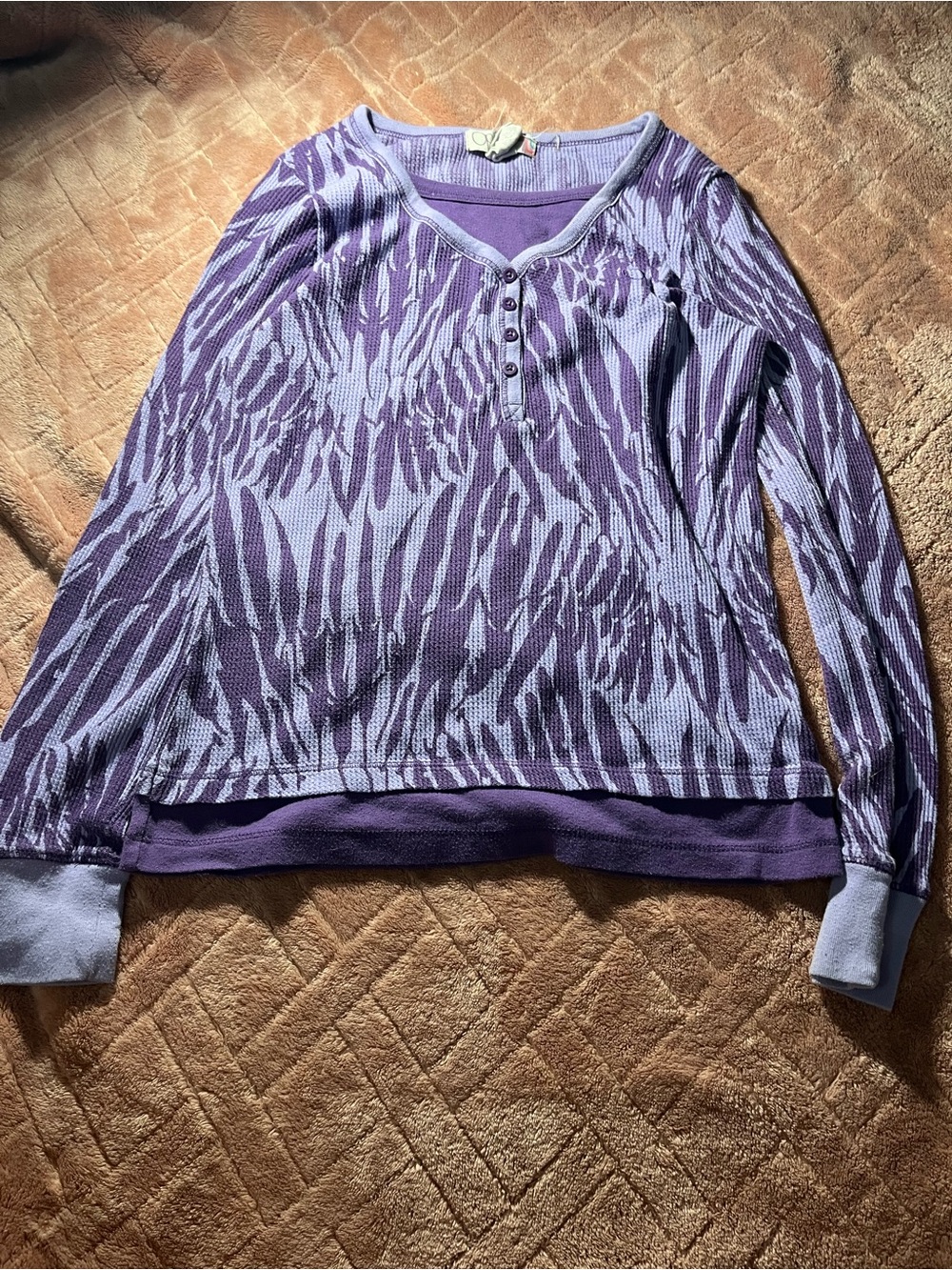 OP Purple Patterned Long-Sleeve Henley Top
